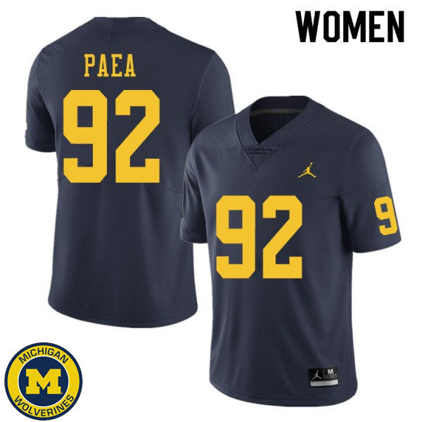 Women Michigan Wolverines #92 Phillip Paea Navy Stitched Football Jersey